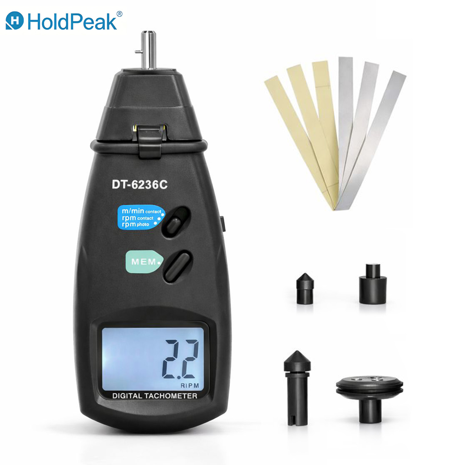 Industrial Laser Tachometer - HoldPeak Contact & Laser Tachometer 2.5-99999RPM
