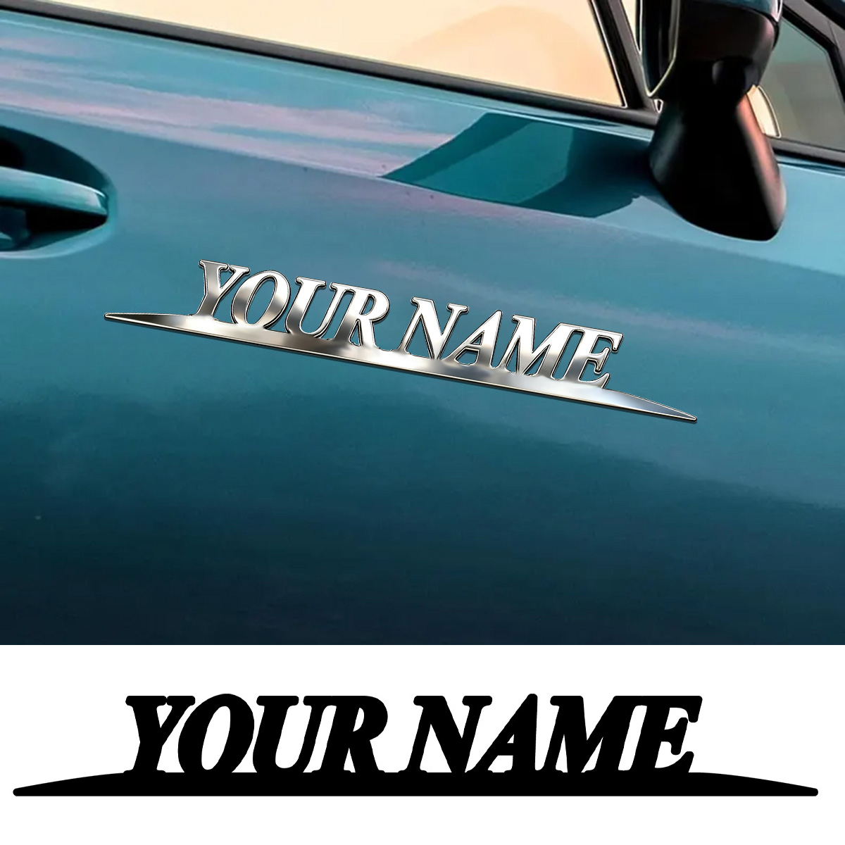 Industrial Laser Power - Metal Trendy YOUR NAME Stickers Custom