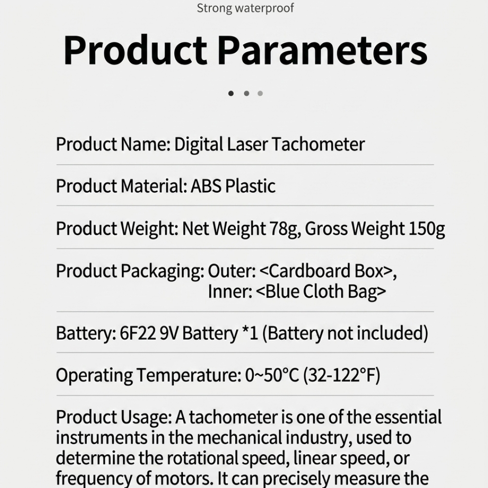 Industrial Laser Tachometer - Handheld Digital Laser Tachometer Non Contact
