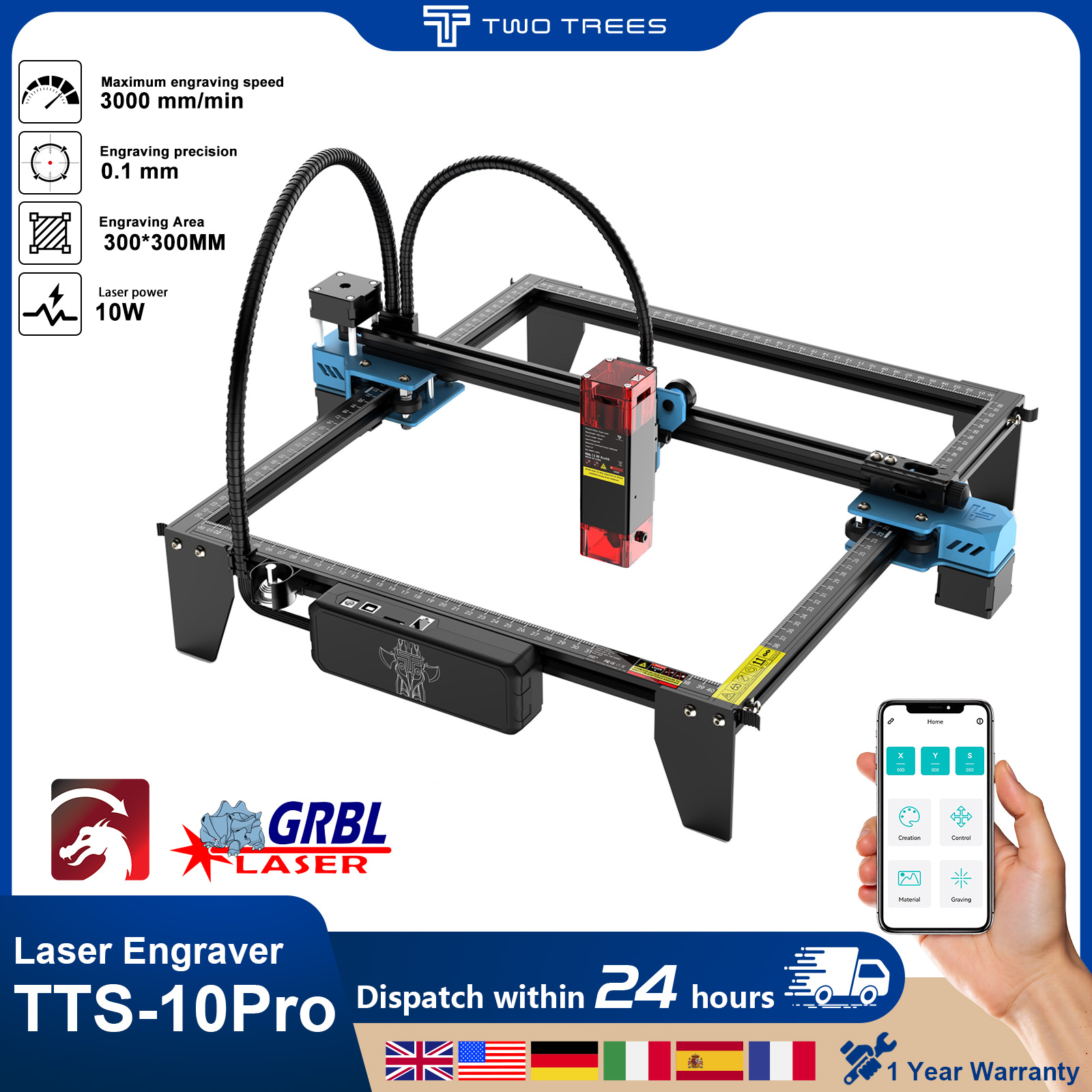 Twotrees TTS-10Pro Laser Engra - Industrial Laser Printing Machine recension och pris