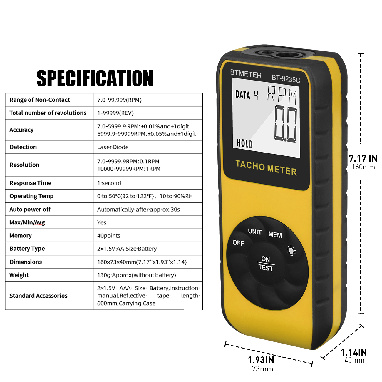 Digital Laser Tachometer Non C - Industrial Laser Tachometer recension och pris