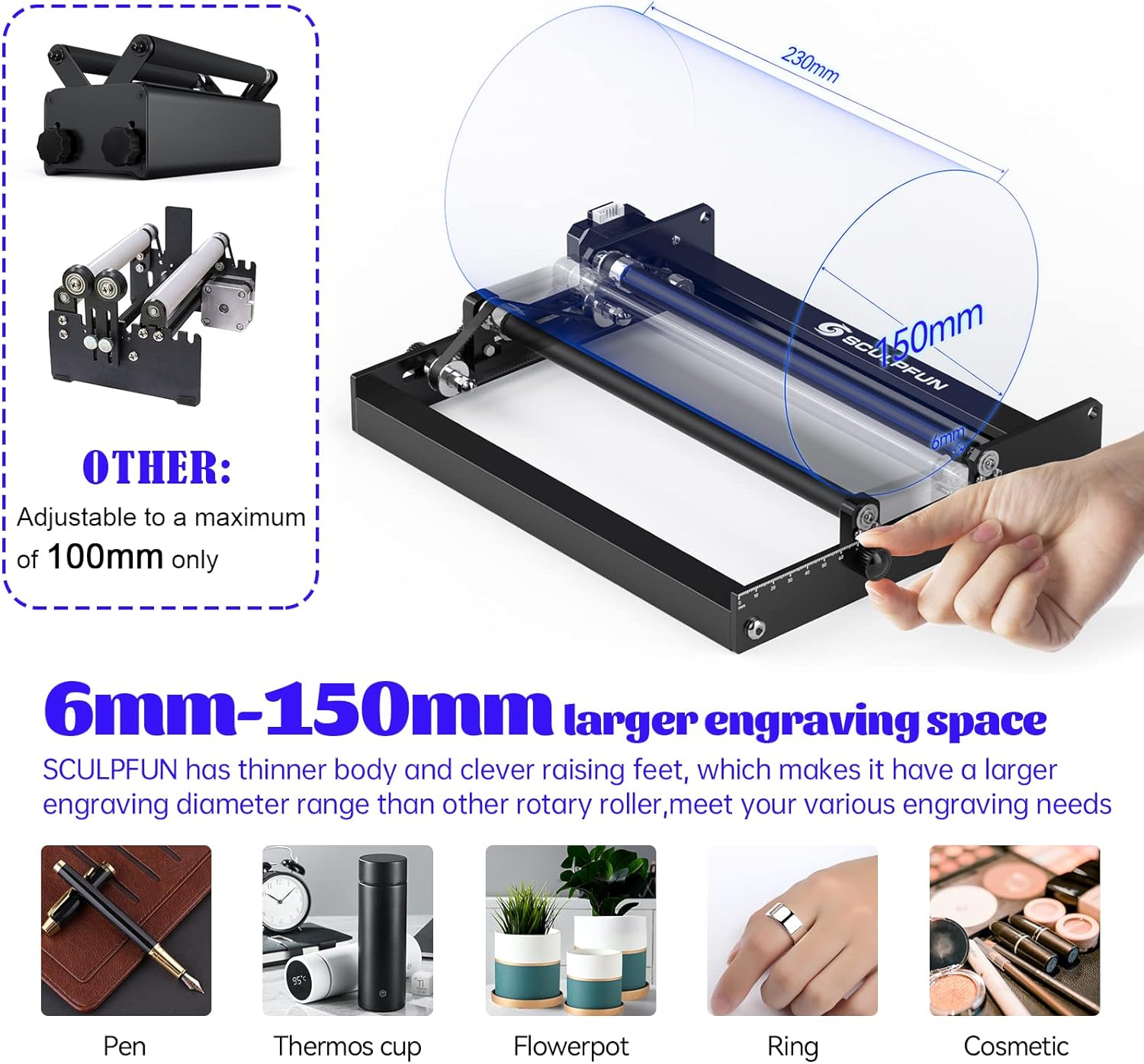 SCULPFUN Laser Rotary Roller L - Rotary Axis Laser Engraver recension och pris
