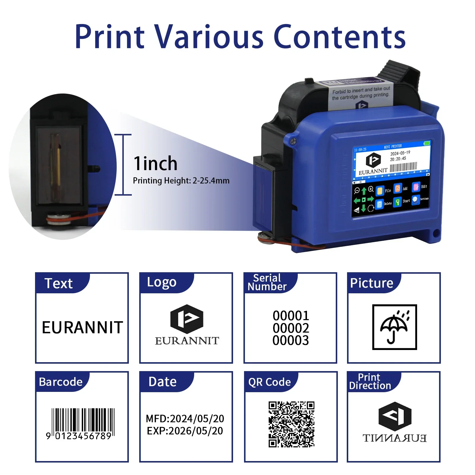 EURANNIT E11 25.4mm/1 inch Por - Industrial Laser Printing Machine recension och pris