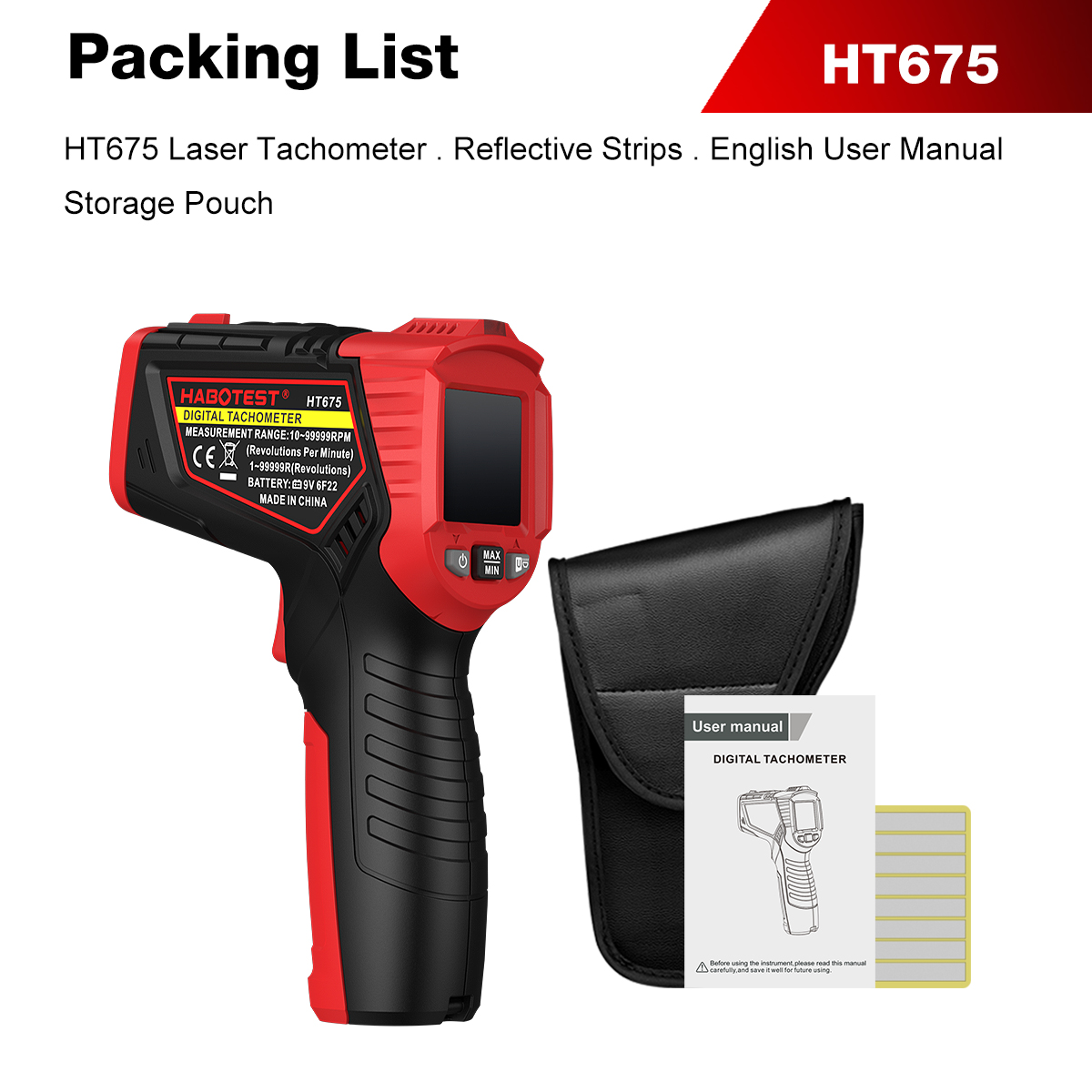 HABOTEST HT675 Non Contact Las - Industrial Laser Tachometer recension och pris