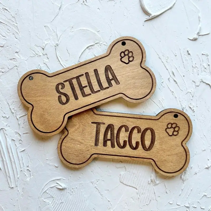 5PCS Custom Wooden Dog Tag - P - Industrial Laser Power recension och pris