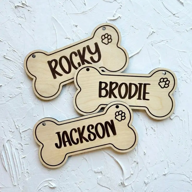 5PCS Custom Wooden Dog Tag - P - Industrial Laser Power recension och pris